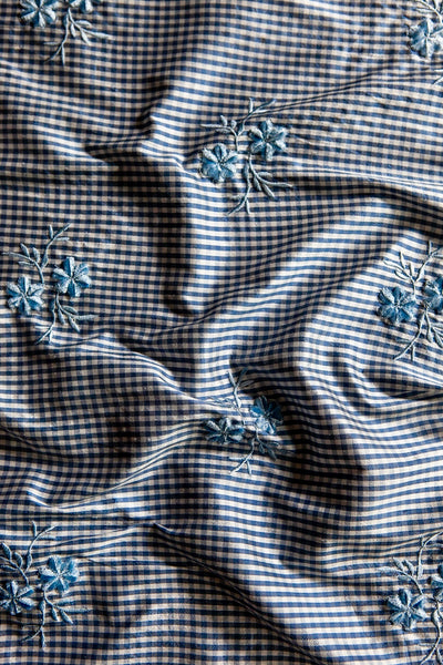 Barton Embroidered Silk Gingham
