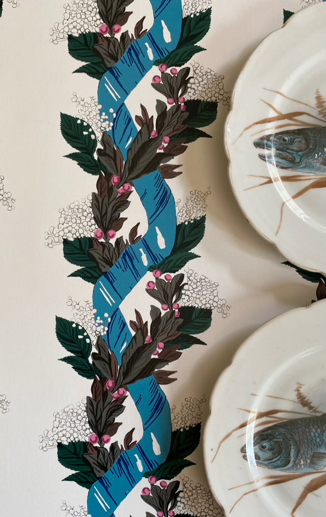 Woodhouse Garland Stripe in Carlisle Blue - on English Paper