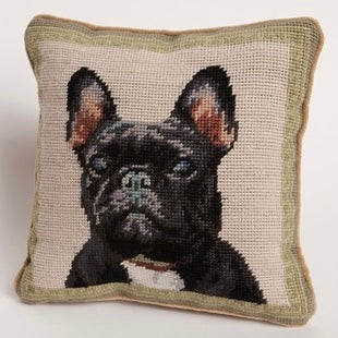 Needlepoint French Bulldog Pillow