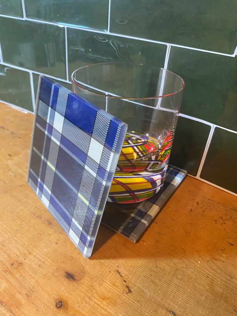 Pair of Rex Tartan Glass Coasters