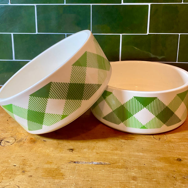 Large Gingham Dog Bowl