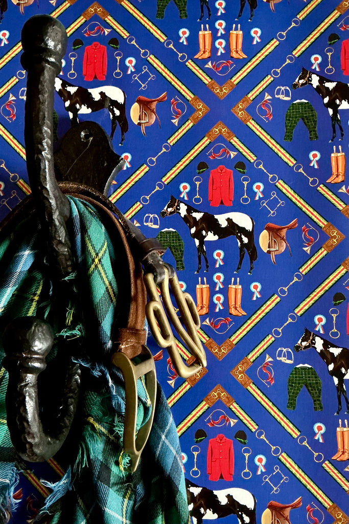 Kensington Dressage Wallpaper in Imperial Blue