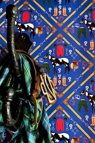 Kensington Dressage Wallpaper in Imperial Blue