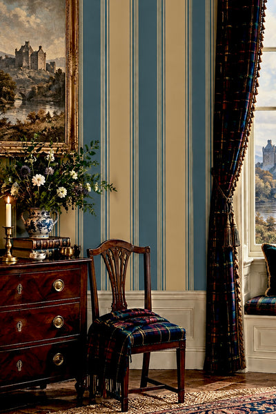 Ludlow Stripe Wallpaper in Brittany Blue