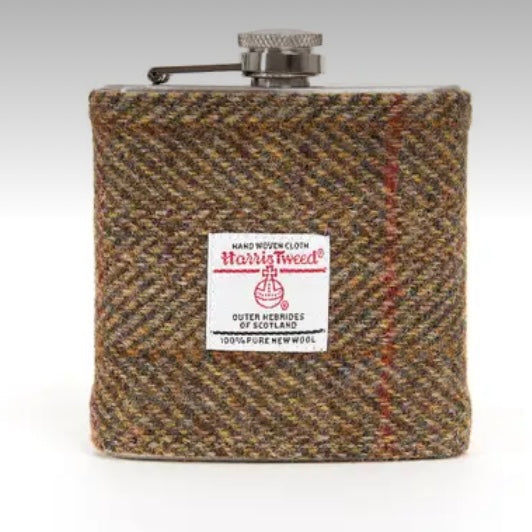 Harris Tweed Hip Flask in Hunting Tweed