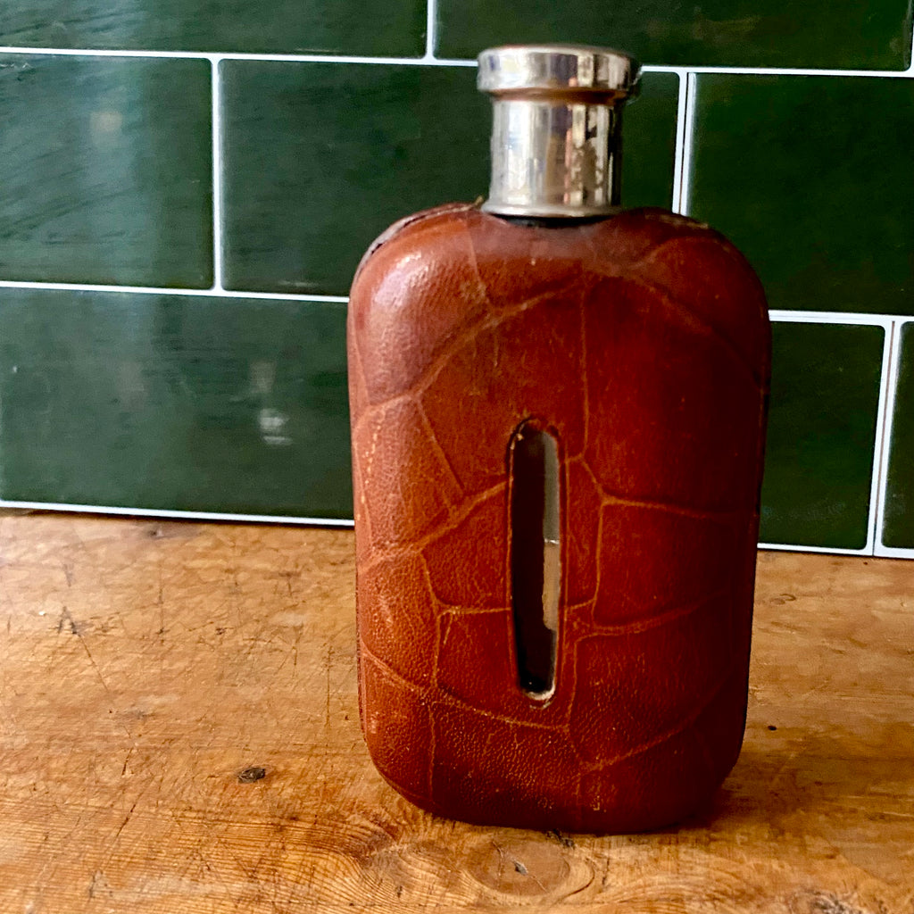 Antique Flask in Rust Crocodile
