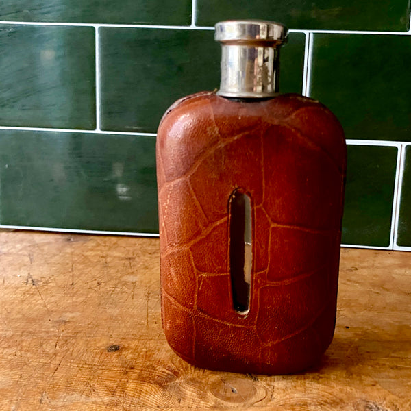 Antique Flask in Rust Crocodile