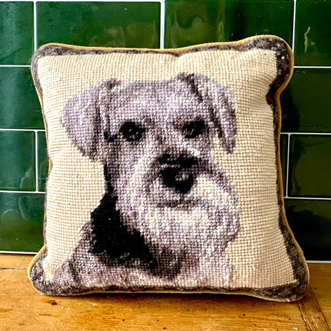 Needlepoint Schnauzer Pillow