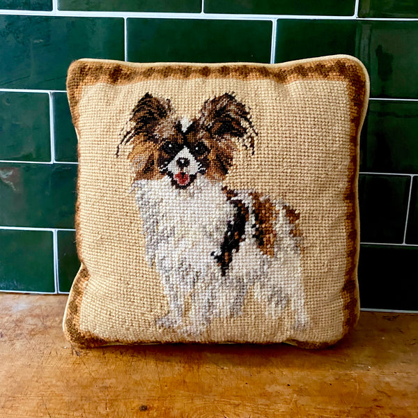 Needlepoint Papillon Pillow