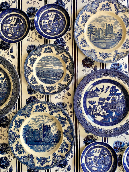 Beatrice Floral Stripe in Willow Blue - on English Paper