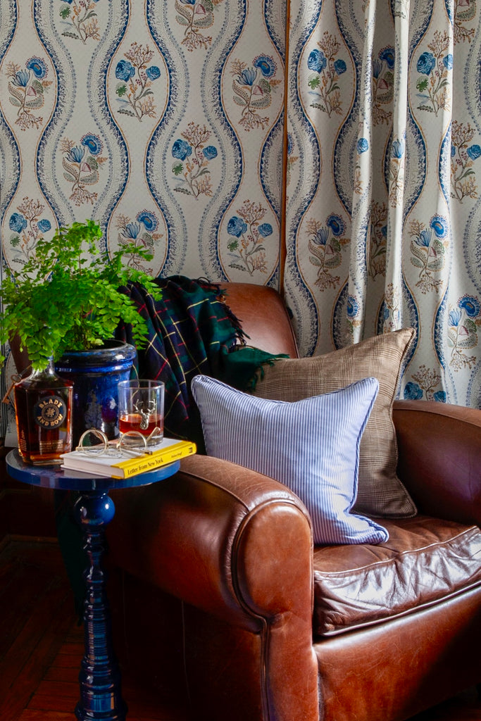 Charlotte Crewelwork Wallpaper in Lake District Blue