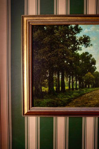 Ludlow Stripe Wallpaper in Boxwood Green