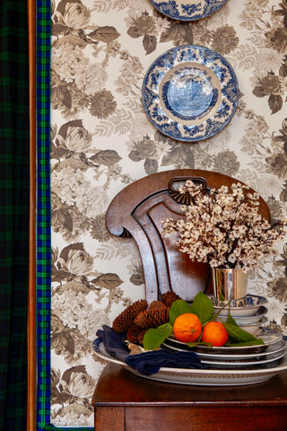 Jane Floral Wallpaper in Wellesley Sepia