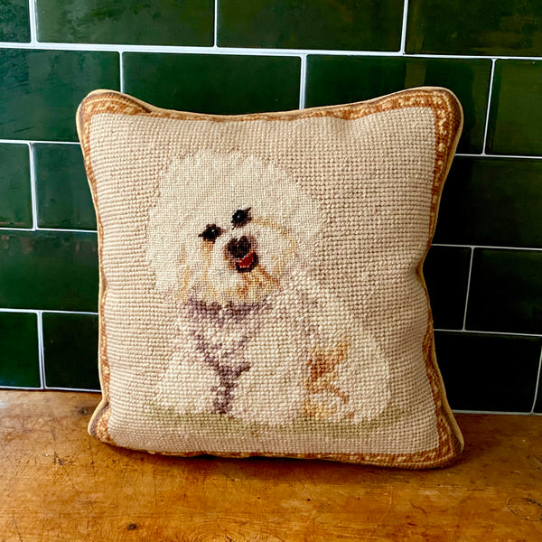 Needlepoint Bichon Frisé Pillow