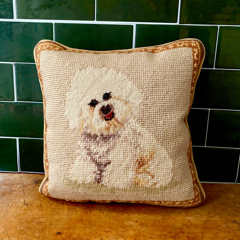 Needlepoint Bichon Frisé Pillow