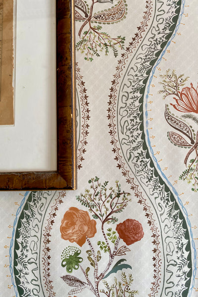 Charlotte Crewelwork Wallpaper in Chestnut