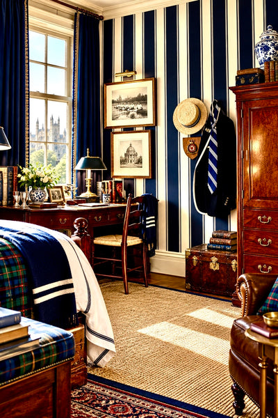 Ludlow Stripe Wallpaper in Tartan Navy