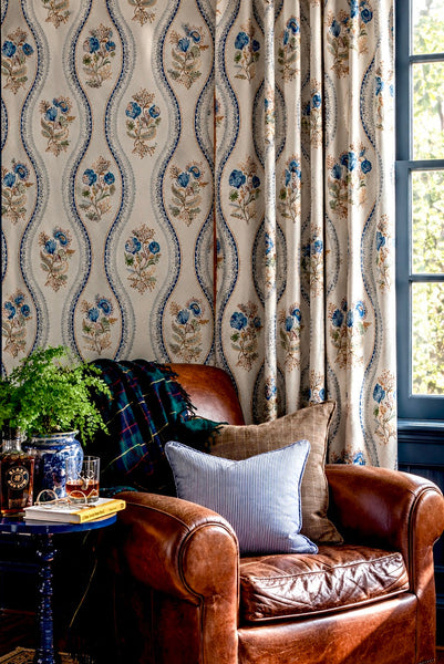 Charlotte Crewelwork Wallpaper in Lake District Blue