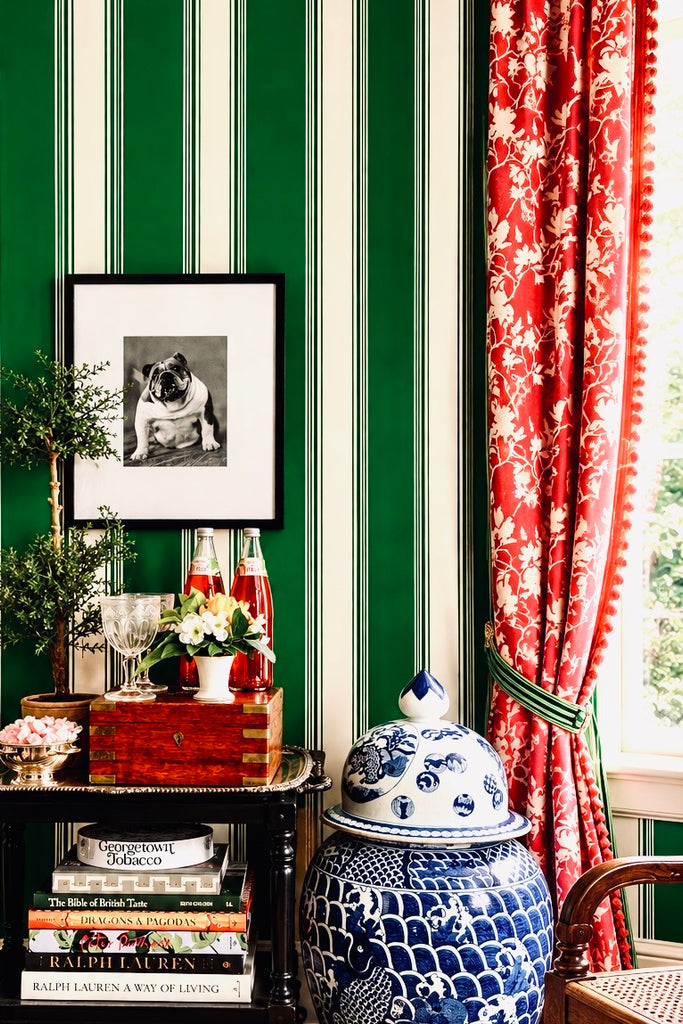 Ludlow Stripe Wallpaper in British Racing Green
