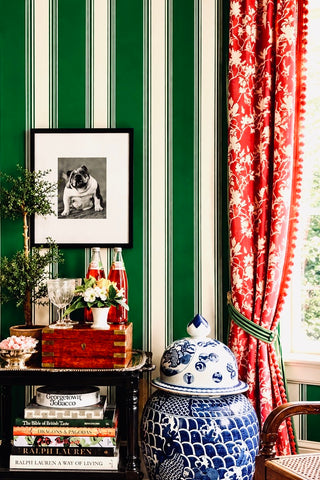 Ludlow Stripe Wallpaper in British Racing Green