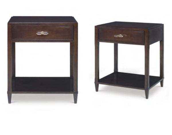 Langham Side Table - Custom 24” with Raffia faced drawer and chrome knob