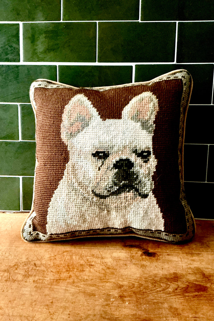 Needlepoint Bulldog Pillow