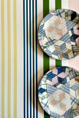 Wickham Awning Stripe Wallpaper in Pansy Pink