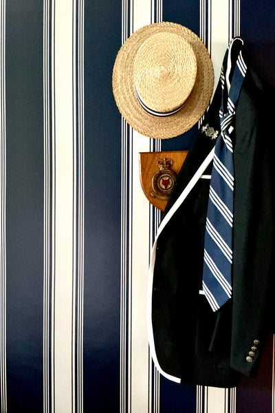 Ludlow Stripe Wallpaper in Tartan Navy