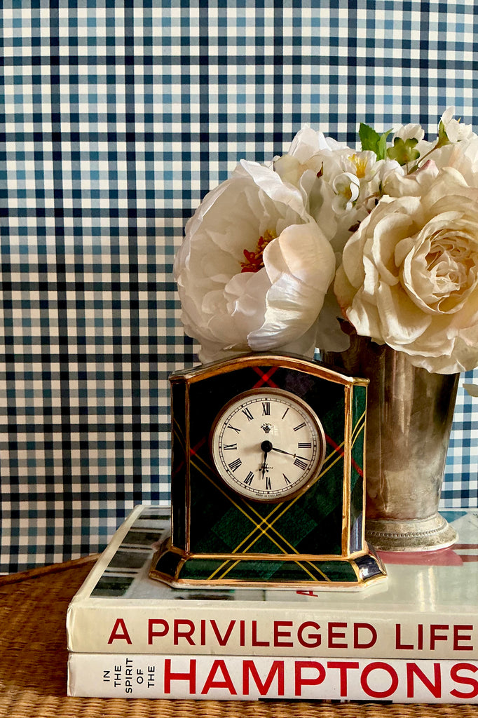 York Check Wallpaper in Tartan Navy