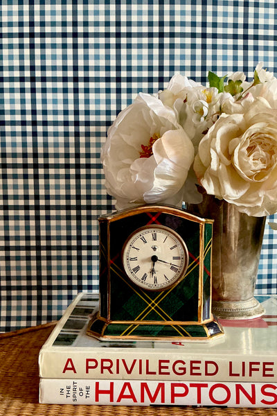 York Check Wallpaper in Tartan Navy