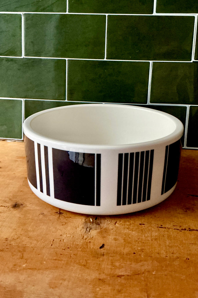 Large Dog Bowl in Bartlett Stripe / Pea Coat Navy