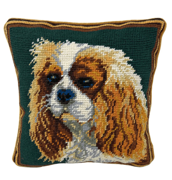 Needlepoint King Charles Spaniel Pillow