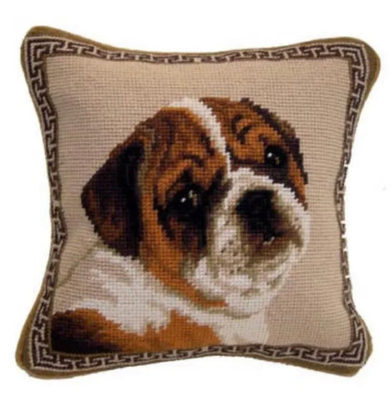 Needlepoint Bulldog Pillow