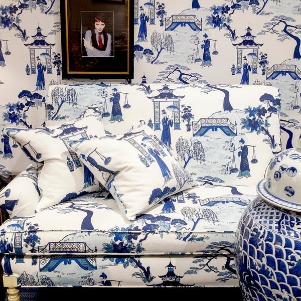 The Charlotte Settee - shown in Cordelia Park Toile / Ink