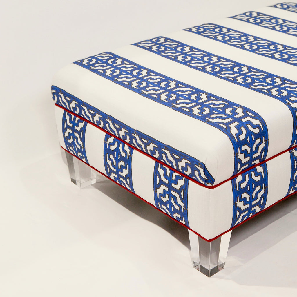 Pullman Ottoman shown in Chinoiserie Stripe in Prestonfield