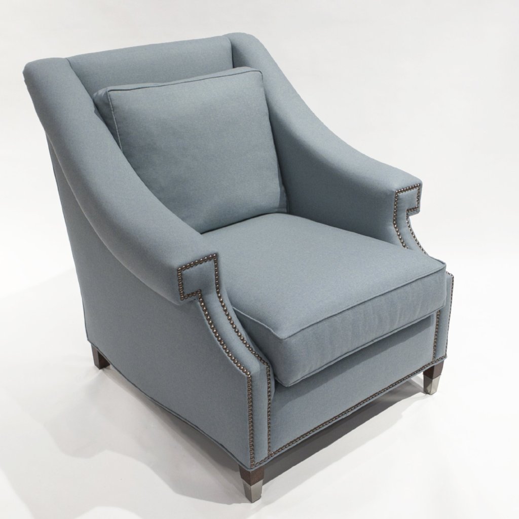 The St. James Armchair - shown in Heather Wool Twill/Sky - FLOOR SAMPLE