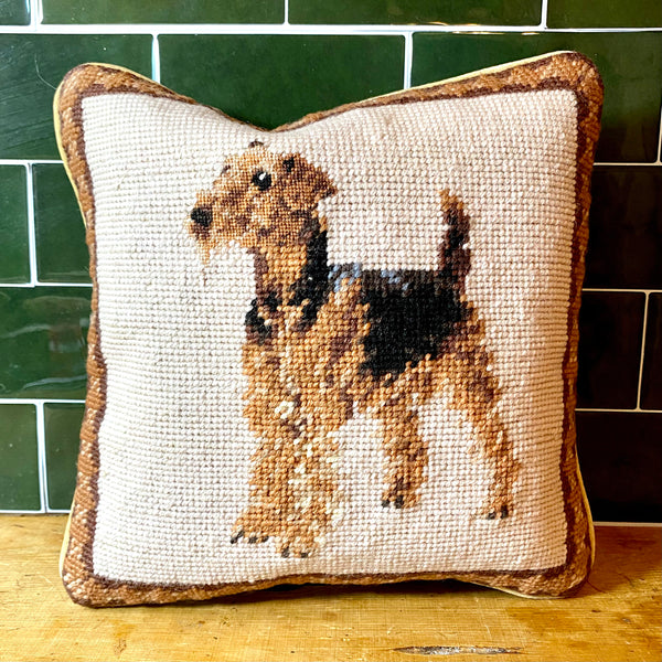 Needlepoint Terrier Pillow