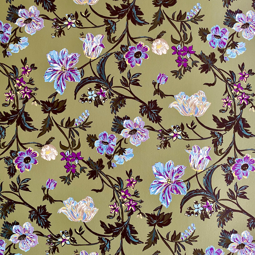 Harrison Floral Wallpaper in Thyme