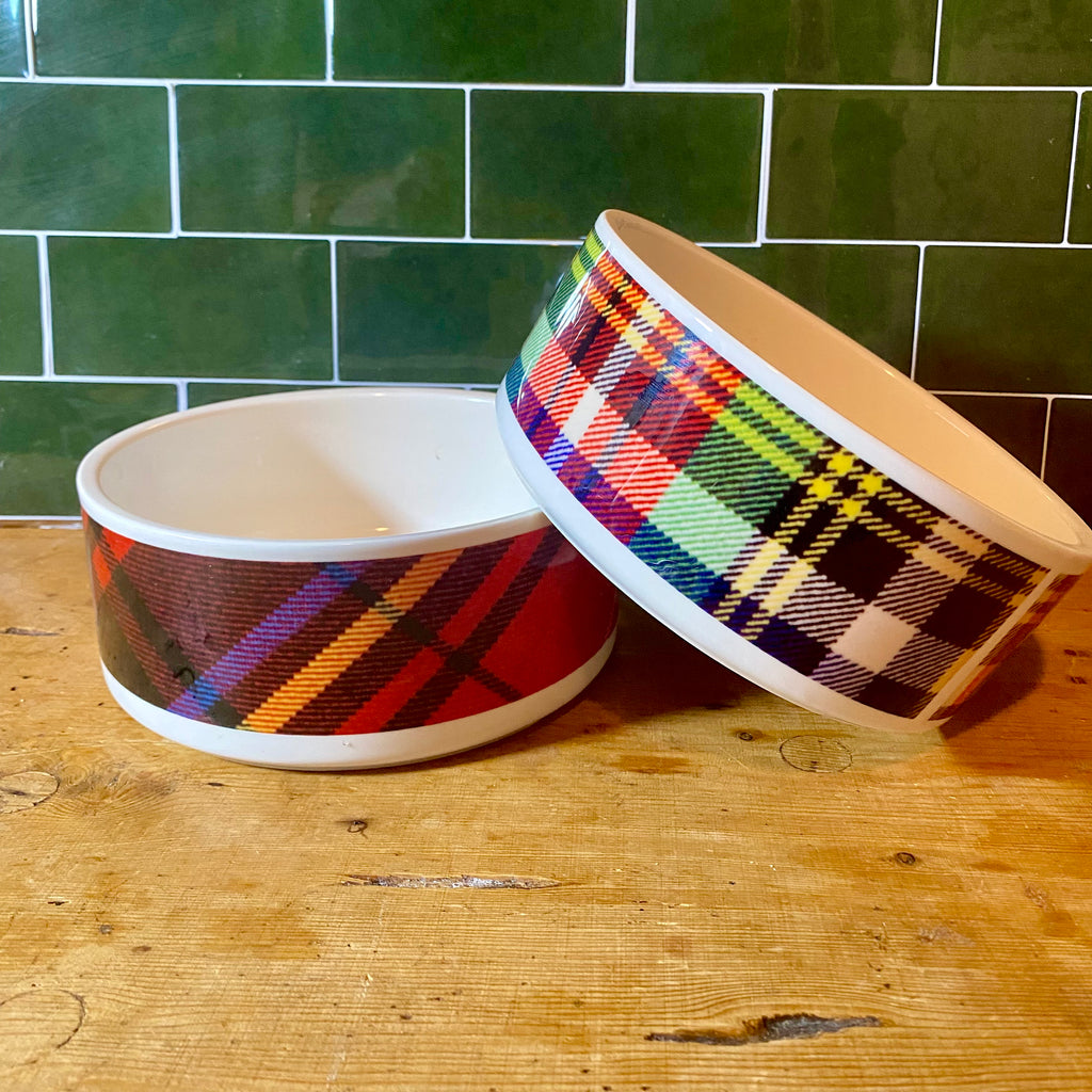 Large Tartan Dog Bowl Scot Meacham Wood Home